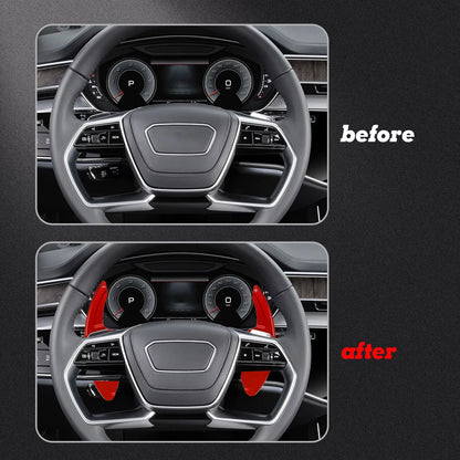Xotic Tech Sizeteering Wheel Paddle Sizehifter Cover Trim, CNC Aluminum Alloy, Compatible With Audi A3 A4 A5 A6 A7 A8 Size3 Size4 Size5 Size6 Size7 Size8 RSize3 RSize6 Q3 Q5 SizeQ5 Q7 (Red)