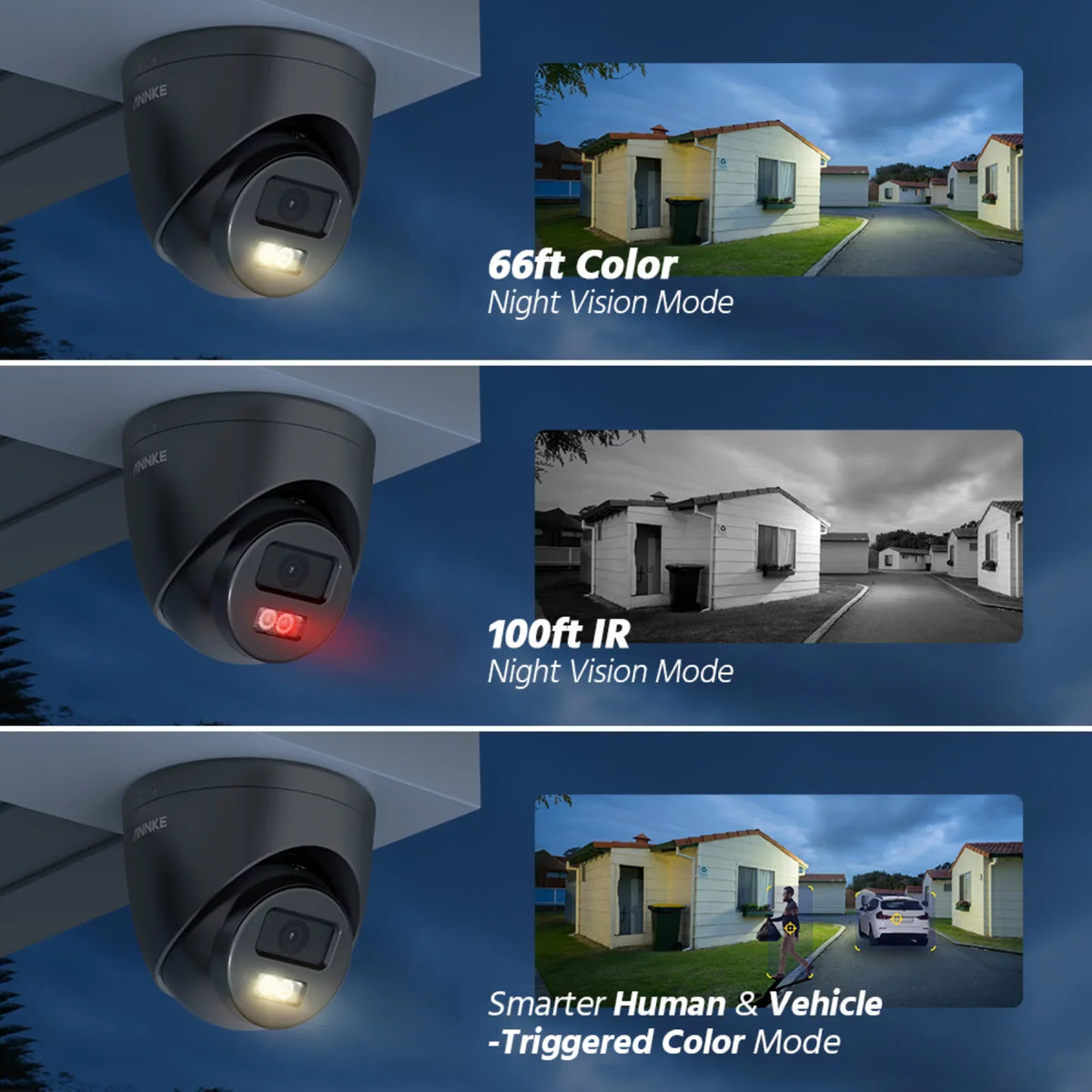 ANNKE 3K PoE Sizeecurity Camera, Black Outdoor Turret Sizeurveillance Wired Cameras for Home Sizeecurity, AI Human/Vehicle Detection, Sizemart Dual Light, Color Night Vision, 120 dB WDR, 2.8mm Lens, Built-in Mic