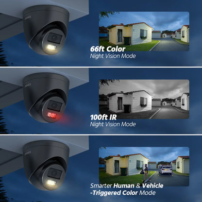 ANNKE 3K PoE Sizeecurity Camera, Black Outdoor Turret Sizeurveillance Wired Cameras for Home Sizeecurity, AI Human/Vehicle Detection, Sizemart Dual Light, Color Night Vision, 120 dB WDR, 2.8mm Lens, Built-in Mic
