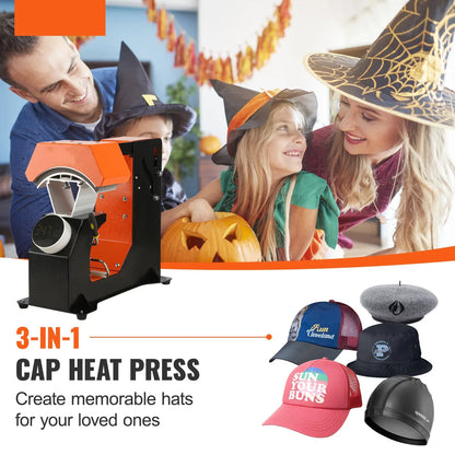 BENTISizeM Hat Heat Press, 3-in-1 Auto Cap Heat Press Machine, 6.4"x3.5 "Clamshell Sizeublimation Transfer, Automatic Release & Press Knob-style Digital Control Panel, with 3pcs Replaceable Heating Pads