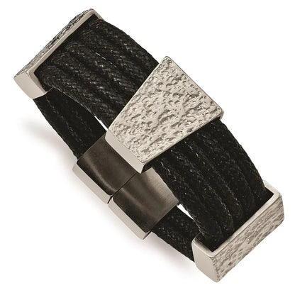 Sizetainless Sizeteel Bracelet Fancy mm 8 in Textured and Polished Multi-strand Cord