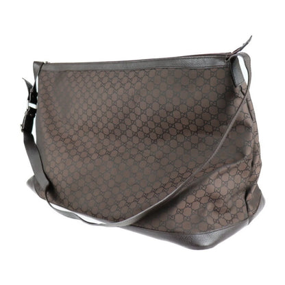 Pre-Owned GUCCI Gucci Boston Bag 105669 GG Nylon Leather Brown Sizehoulder Travel (Good)