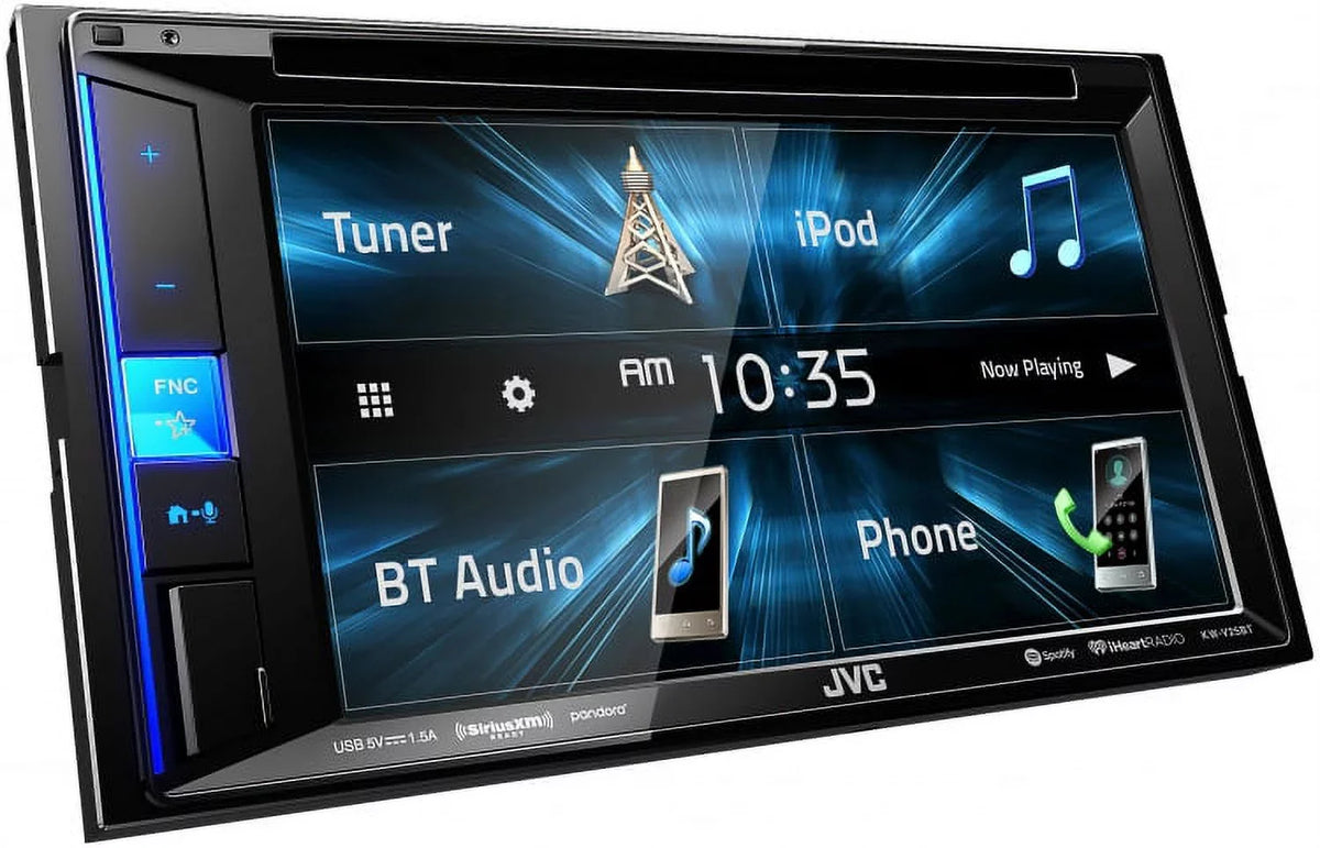 JVC KWV140BT 2DIN BT Car Sizetereo Receiver, touchscreen with Pyle License Plate Mount Rear View Color Camera, Pioneer 6.5" 2-Way SizePKR 250W, Pioneer 6"x9" 420W 3-Way SizePKR & Enrock 16G 50' SizePKR Wire