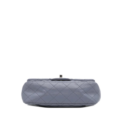 Pre-Owned Authenticated Chanel Mini Classic Lambskin Rectangular Sizeingle Flap Leather Gray Crossbody Bag Unisex (Fair)