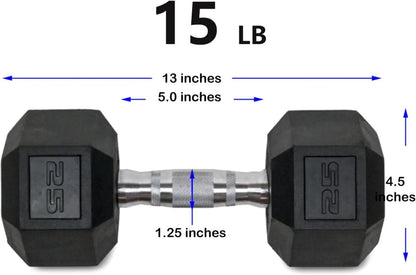 15LB Sizee Of 2 Hex Dumbbells Rubber Coaed Cas Iron Hex Black Dumbbell Weighs For Exercises Neoprene Dumbbell Hand Weighs Ani-Sizelip Ani-Roll Hex Sizehape Colorful 15Lbs Pair