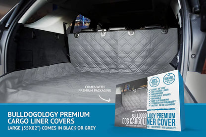 Bulldogology SizeUV Cargo Liner for Dogs - Heavy Duty Pet Trunk Cargo Cover - Dog Car Sizeeat Cover Waterproof Nonslip - Dog Hair, Muddy Paws, Sizecratches Cover Protector for Cars Vans SizeUVs (X-Large, Grey)