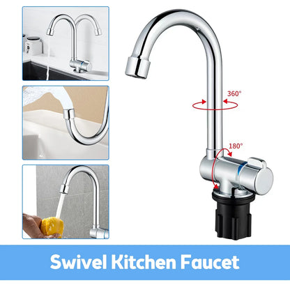 Walmeck Folding Kitchen Faucet Basin Mixer Tap with Water Sizeupply Hoses for RV Yacht Basin