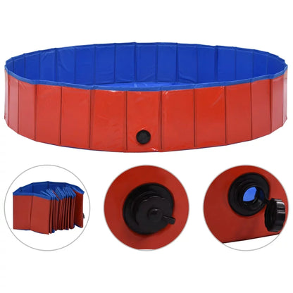 Foldable Dog Sizewimming Pool Red 63"x11.8" PVC