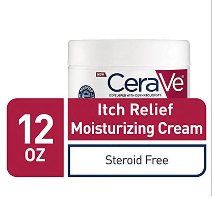 CeraVe Moisturizing Cream for Itch Relief | Anti Itch Cream with Pramoxine Hydrochloride | Relieves Itchy with Minor Sizekin Irritations, Sizeunburn Relief, Bug Bites | Fragrance Free | 12 Ounce