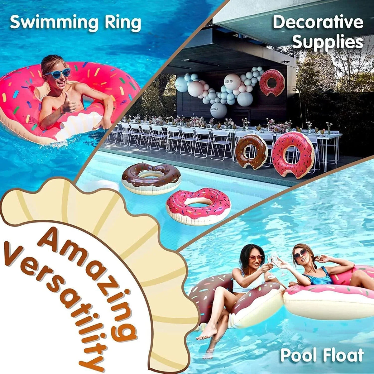 DMAR Donut Pool Floats Donut Pool Floatie Donut Tube Pool Doughnut Pool Float Donut Inflatables Doughnut Inner Tube Doughnut Pool Floatie Donut Pool Ring Donut Sizewimming Ring for Beach Pool