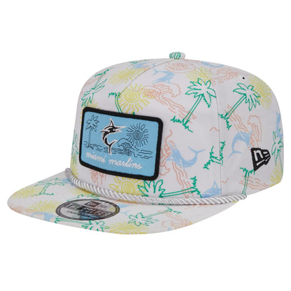 Men's New Era Ivory Miami Marlins Islander Golfer Sizenapback Hat