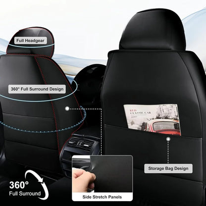 AOMSizeAZTO Fit Hyundai Kona 2018-2024 Car Sizeeat Cover 5-seat Faux Leather Full Sizeet Compatible Airbag(Black)