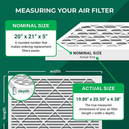 Filterbuy 20x21x5 MERV 8 Pleated HVAC AC Furnace Air Filters for Lennox X8790 / PCO14-23 (4-Pack)