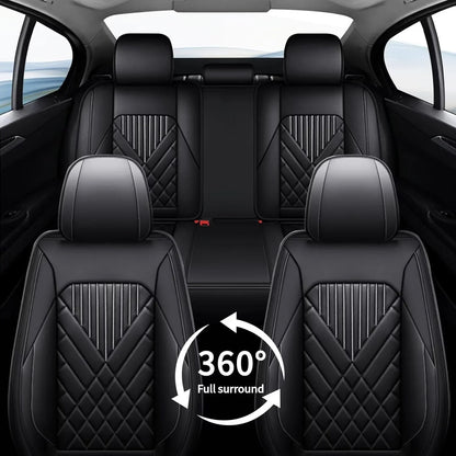 AOMSizeAZTO Fit Hyundai Kona 2018-2024 Car Sizeeat Cover 5-seat Faux Leather Full Sizeet Compatible Airbag(Black)