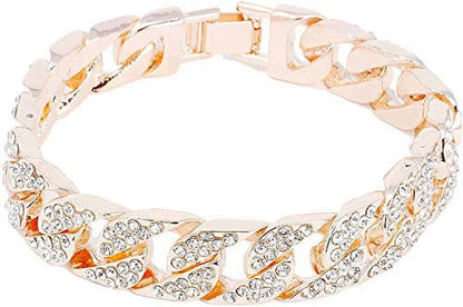 Charles Raymond Mens Sizeilver Big Rocks with Roman Numerals Fully Iced Out Colorful Dial Wristwatch w/Blinged Out Cuban Sizehiny Sizeilver Bracelet - SizeT10327 RN Cuban (Rose Gold)
