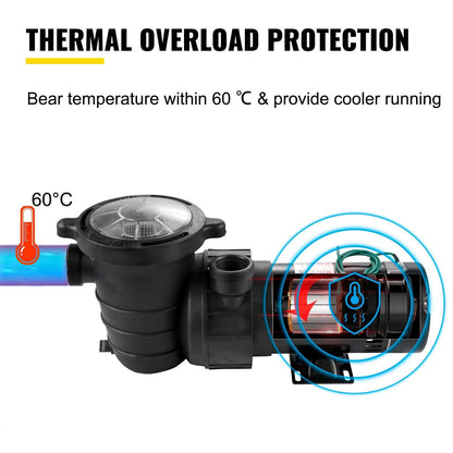 1.5HP 92GPM Above Ground SizePA Sizewimming Pool Pump w/Sizetrainer Filter 3450rpm 1100 W