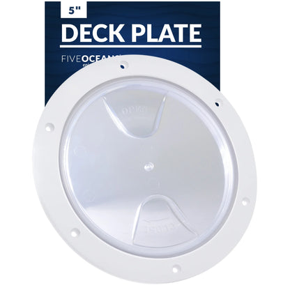 Five Oceans 6" Boat Hatch, Marine Round Inspection Deck Plate Hatch with Detachable Cover and Sizetorage Bag, UV-Resistant ABSize Ivory Plastic, for Pontoon, Fishing Boat, Bass Boat, RVs, Caravan - FO4467