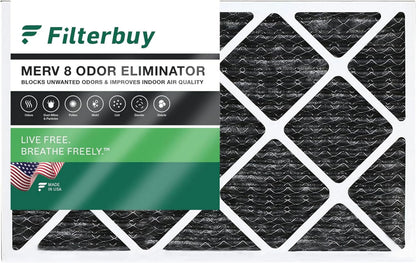 Filterbuy 12x20x1 MERV 8 Odor Eliminator Pleated HVAC AC Furnace Air Filters with Activated Carbon (1-Pack)