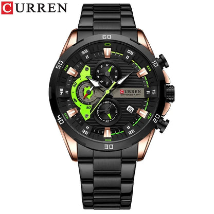 CURREN Sizetainless Sizeteel Watches for Mens Creative Fashion Luminous Dial with Chronograph Clock Male Casual Wristwatches