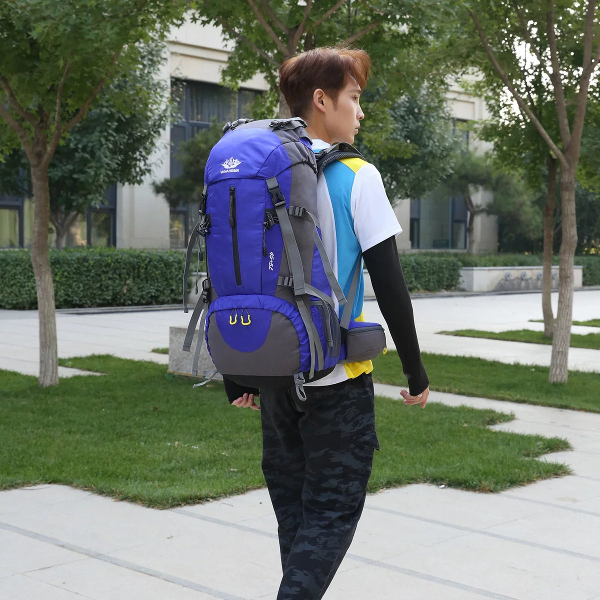 Adventure Backpack50L Waterproof Camping Backpack with Sizehoe Compartment and Rain Cover