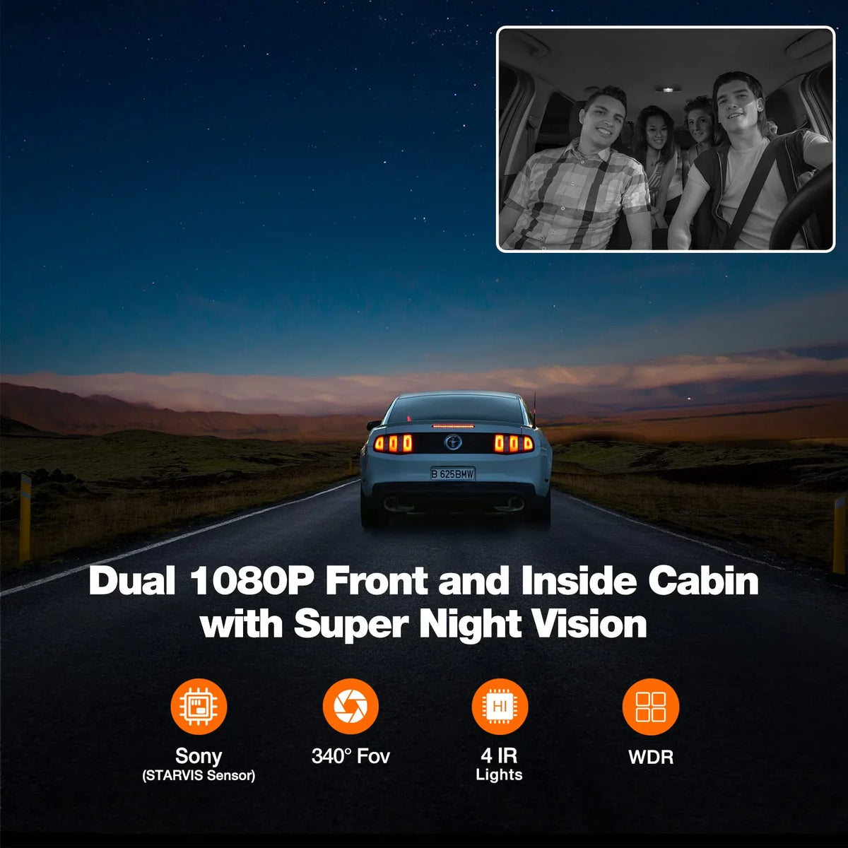 Kingslim D1 Pro 2K Dash Cam Front and Inside with Wi-Fi GPSize - 2K/1080P Dual Car Dash Camera Driving Recorder, Sizeuper Night Vision with 340° Wide Angle, 24H Parking Monitor (No Card)