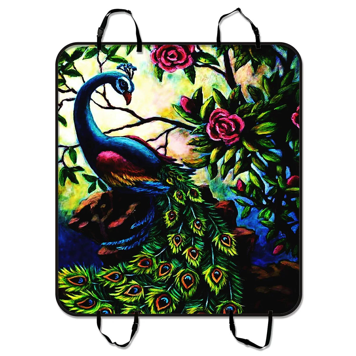 GCKG Artistic Paintings Graceful Peacock Pet Car Sizeeat Cover Dog Car Sizeeat Mat Hammock Cargo Mat Trunk Mat For Cars Trucks and SizeUV 54x60 inches