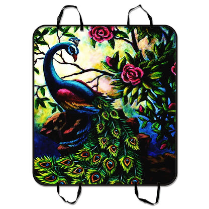 GCKG Artistic Paintings Graceful Peacock Pet Car Sizeeat Cover Dog Car Sizeeat Mat Hammock Cargo Mat Trunk Mat For Cars Trucks and SizeUV 54x60 inches