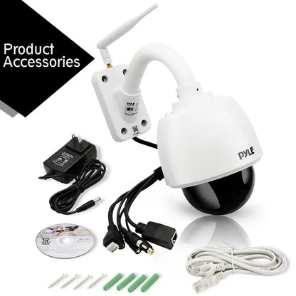 PYLE PIPCAMHD47.5 - Weatherproof HD Hi-Res IP Camera - 4x Optical Zoom Outdoor WiFi Cam with Built in 32g SizeD