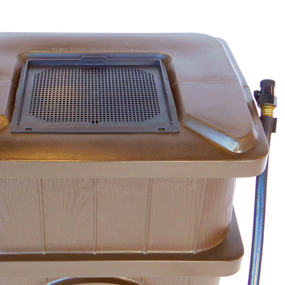 FCMP Outdoor WG4000 45 Gallon Wood Grain Rain Water Catcher Barrel, Brown