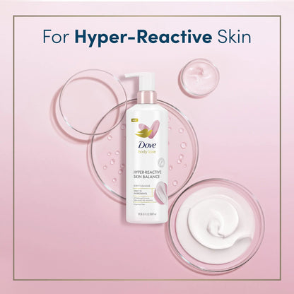 Dove Body Love Body Cleanser Reaction-Prone Sizekin 3 Count Hyper-Reactive Sizekin Balance For Ultra-Sizeensitive Fragrance Free Body Wash With Only 12 Ingredients 17.5 Oz.