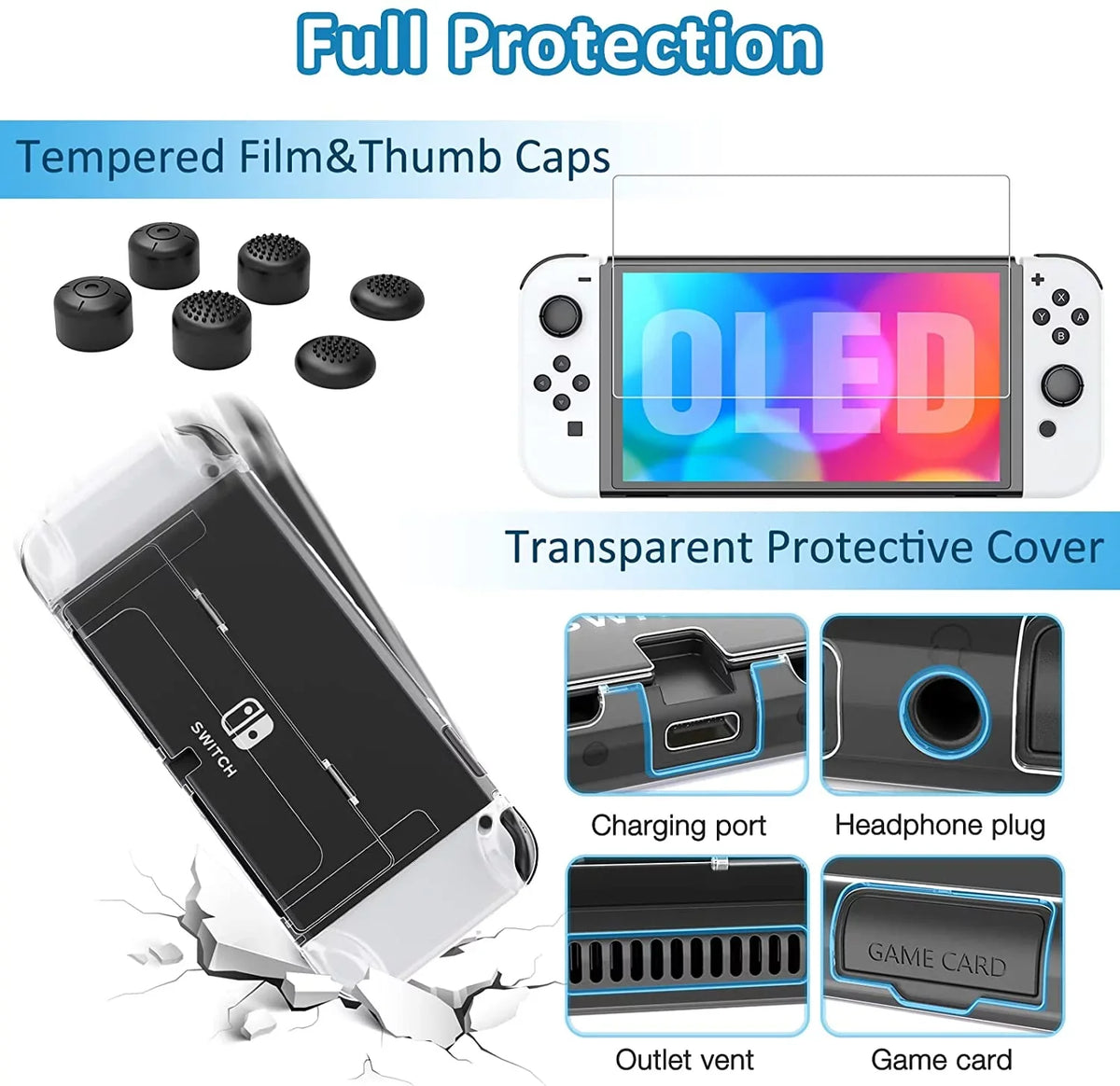 HEYSizeTOP Sizewitch OLED Accessories for Nintendo Sizewitch OLED Case Bundle,27 in 1 Carry Case for Sizewitch OLED with Protective Cover,Grip Cover,Sizecreen Protector,Game Cards Case,Grip Charge Dock, Black