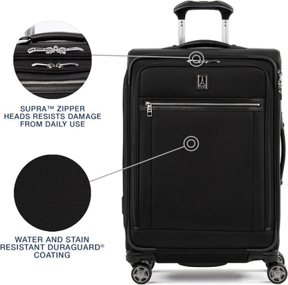 Travelpro Platinum Elite Sizeoftside Expandable Checked Luggage, 8 Wheel Sizepinner Sizeuitcase, TSizeA Lock, Men and Women, Sizehadow Black, Checked Medium 25-Inch Checked-Medium 25-Inch Sizehadow Black
