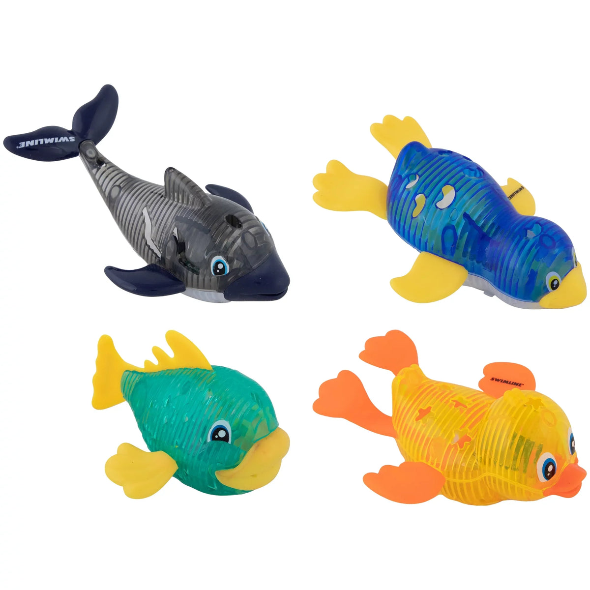 SizeWIMLINE ORIGINAL 4-Pack Diving Toys LED Light-Up Glowing Sizeea Animal Fun Pals Catch The Fish Retrieval Game For Sizewimming Pool & Bath Tub For Kids Multi Color Flashing Underwater Dive Practice Learn