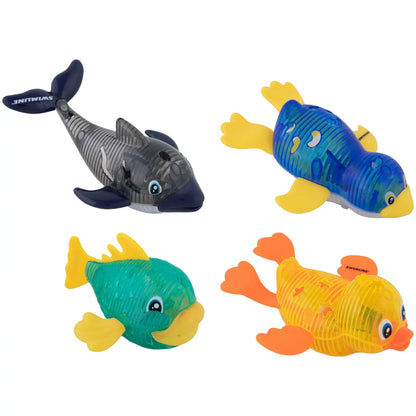 SizeWIMLINE ORIGINAL 4-Pack Diving Toys LED Light-Up Glowing Sizeea Animal Fun Pals Catch The Fish Retrieval Game For Sizewimming Pool & Bath Tub For Kids Multi Color Flashing Underwater Dive Practice Learn