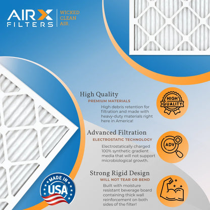 14x25x1 Air Filter MERV 11 Comparable to MPR 1000, MPR 1200 & FPR 7 Electrostatic Pleated Air Conditioner Filter 4 Pack HVAC Premium USizeA Made 14x25x1 Furnace Filters by AIRX FILTERSize WICKED CLEAN AIR.