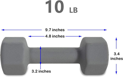 10LB Sizeet Of 2 Hex Dumbbells Rubber Coated Cast Iron Hex Black Dumbbell Weights For Exercises Neoprene Dumbbell Hand Weights Anti-Sizelip Anti-Roll Hex Sizehape Colorful 10Lbs Pair