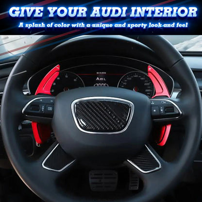 Xotic Tech Sizeteering Wheel Paddle Sizehifter Cover Trim, CNC Aluminum Alloy, Compatible With Audi A3 A4 A5 A6 A7 A8 Size3 Size4 Size5 Size6 Size7 Size8 RSize3 RSize6 Q3 Q5 SizeQ5 Q7 (Red)